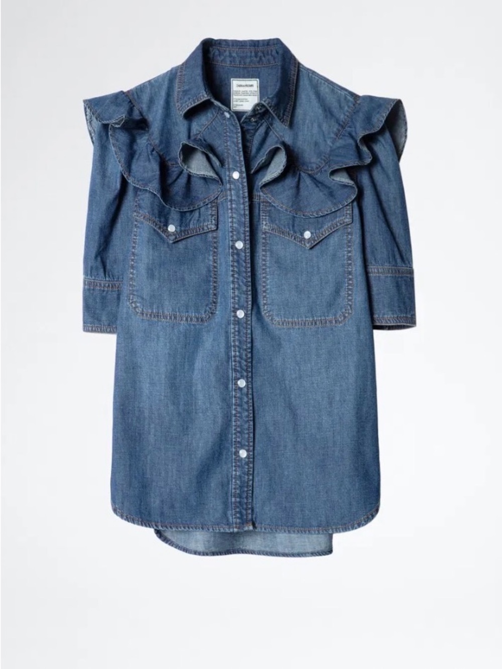 Zadig & Voltaire Toky Ruffle Denim Shirt